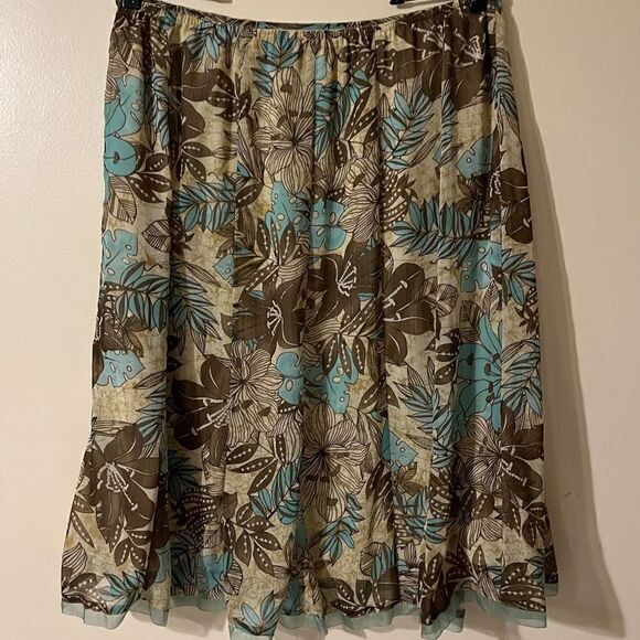 R.Q.I skirt midi floral flowy 14p vintage - Picture 3 of 5